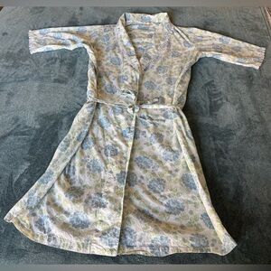 Laura Ashley Long Floral Cotton Dressing Night Robe Sz L Hydrangeas Cottagecore